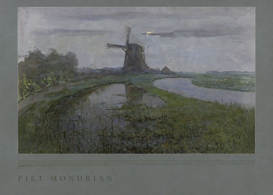 Piet Mondrian Windmill by the Water II No2 - Poster
