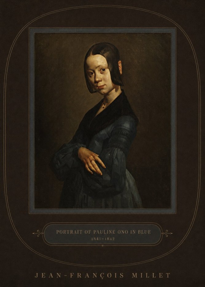 Jean-François Millet Portrait of Pauline Ono in Blue No4 - Poster