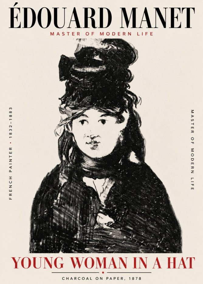 Édouard Manet Young Woman in a Hat III No6 - Poster