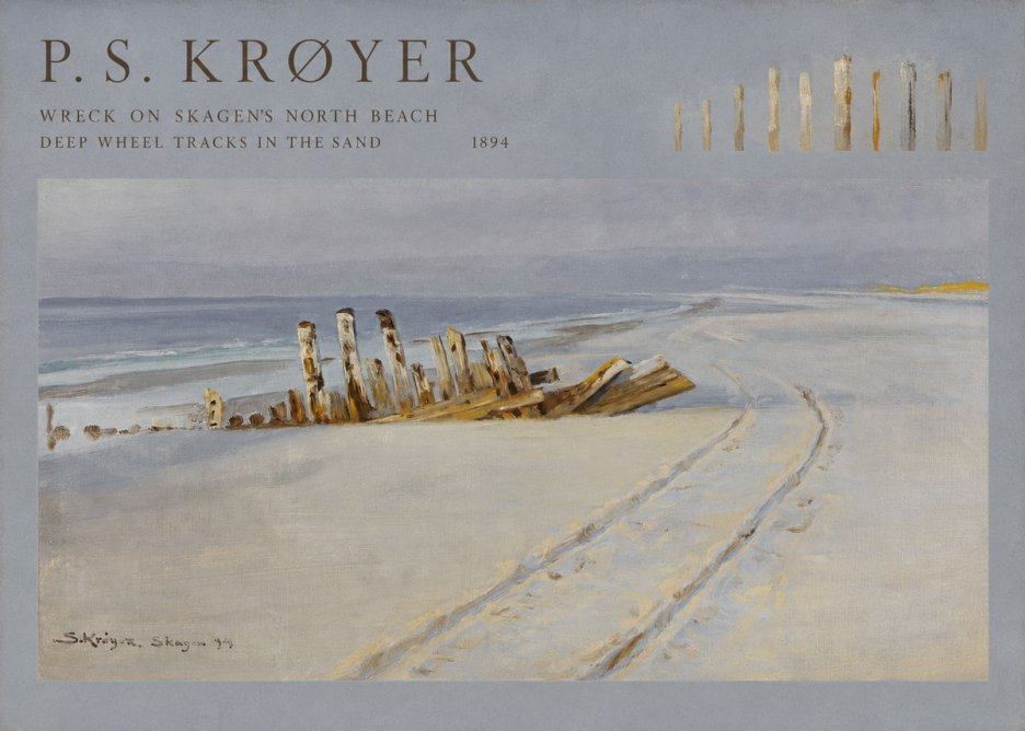 P.S. Krøyer Wreck on Skagen's North Beach. Deep Wheel Tracks in the Sand No4 - Poster