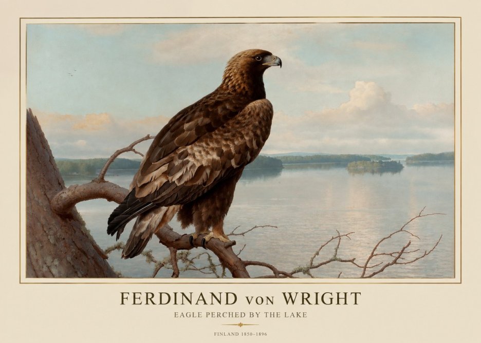 Ferdinand von Wright Eagle Perched by the Lake No1 - Poster