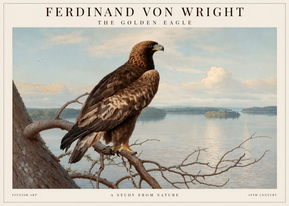 Ferdinand von Wright Eagle Perched by the Lake No2 - Poster
