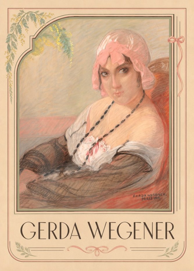 Gerda Wegener Woman in a Pink Bonnet No1 - Poster