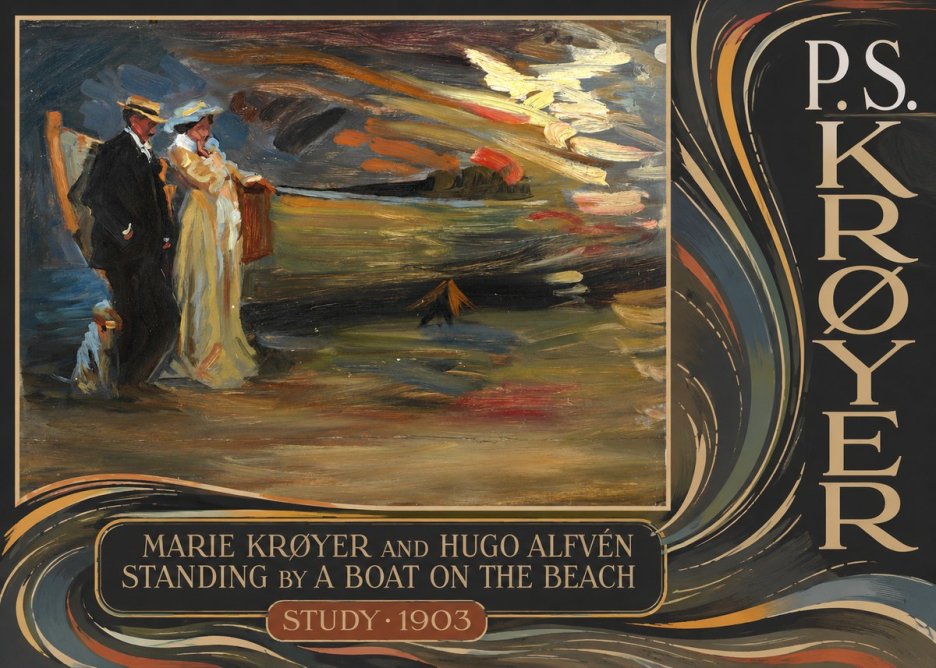P.S. Krøyer Marie Krøyer and Hugo Alfvén Standing by a Boat on the Beach - Study · 1903 No6 - Poster