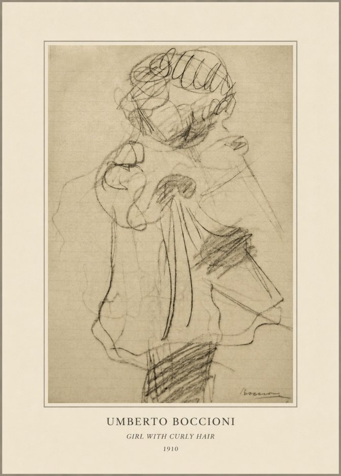 Umberto Boccioni Girl with Curly Hair No4 - Poster