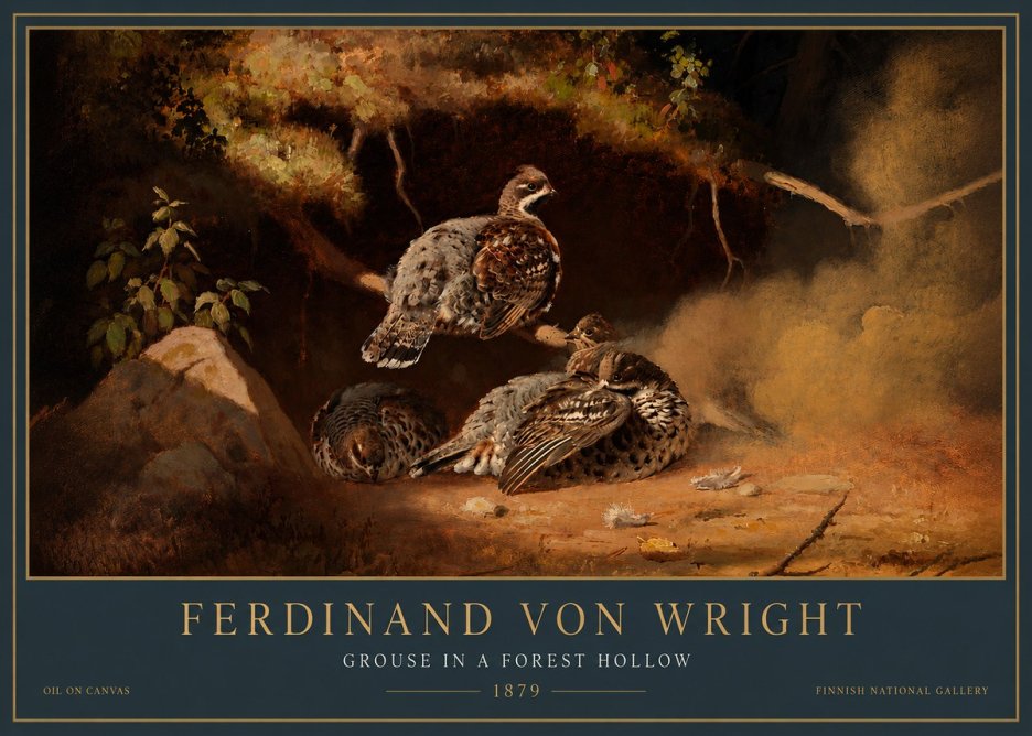 Ferdinand von Wright Grouse in a Forest Hollow No5 - Poster
