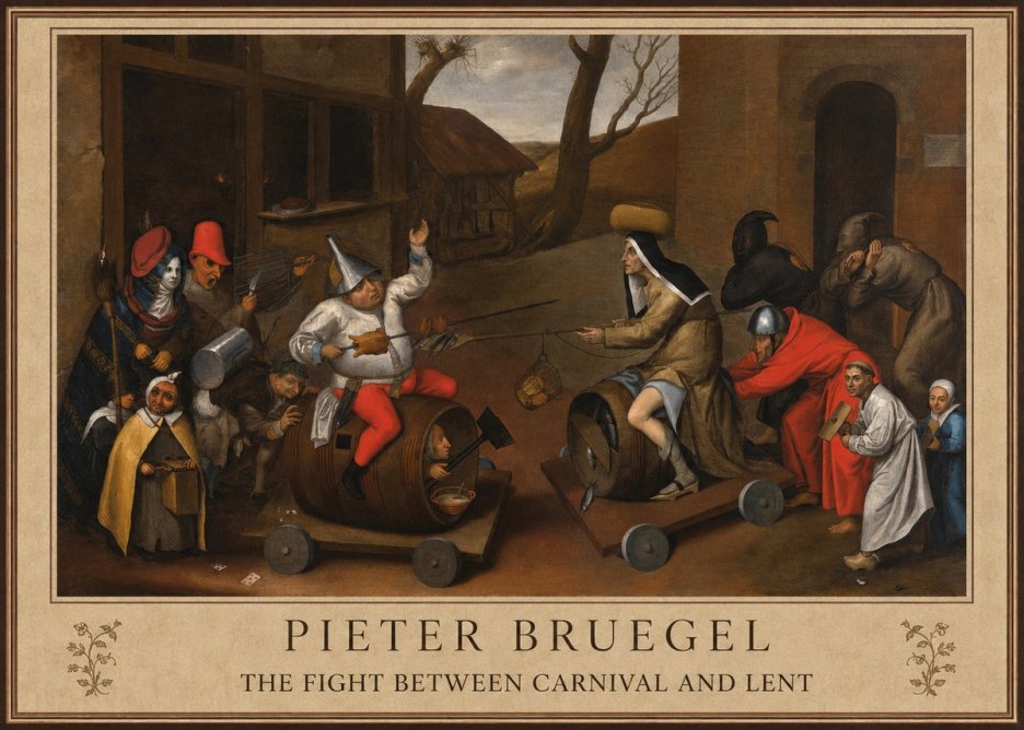 Pieter Bruegel The Fight Between Carnival and Lent IV No1 - Poster