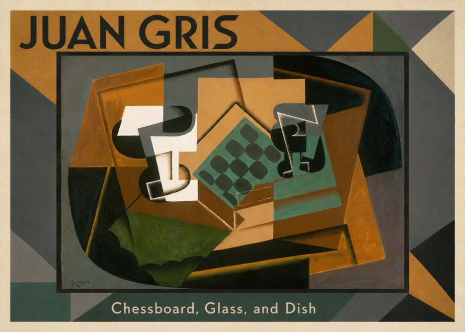 Juan Gris Chessboard, Glass, and Dish No1 - Poster