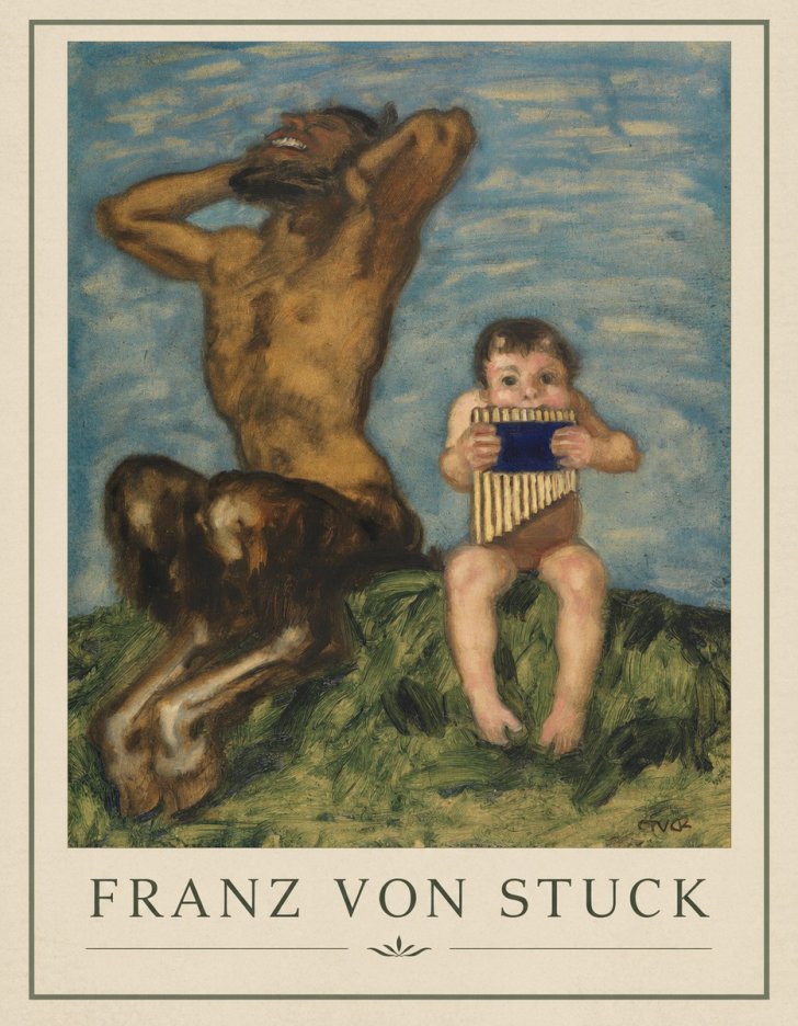 Franz von Stuck Laughing Faun and Playing Putto No4 - Poster
