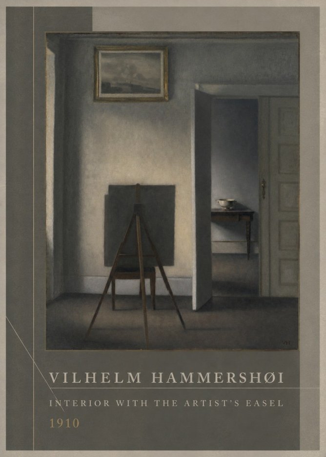 Vilhelm Hammershøi Interior with the Artist's Easel II No2 - Poster
