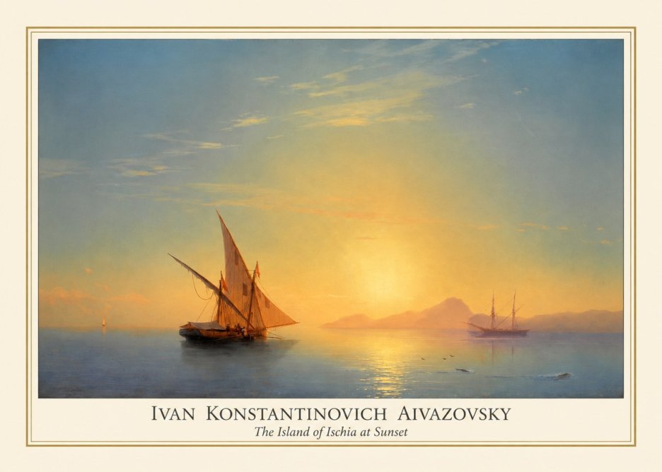 Ivan Konstantinovich Aivazovsky The Island of Ischia at Sunset No4 - Poster