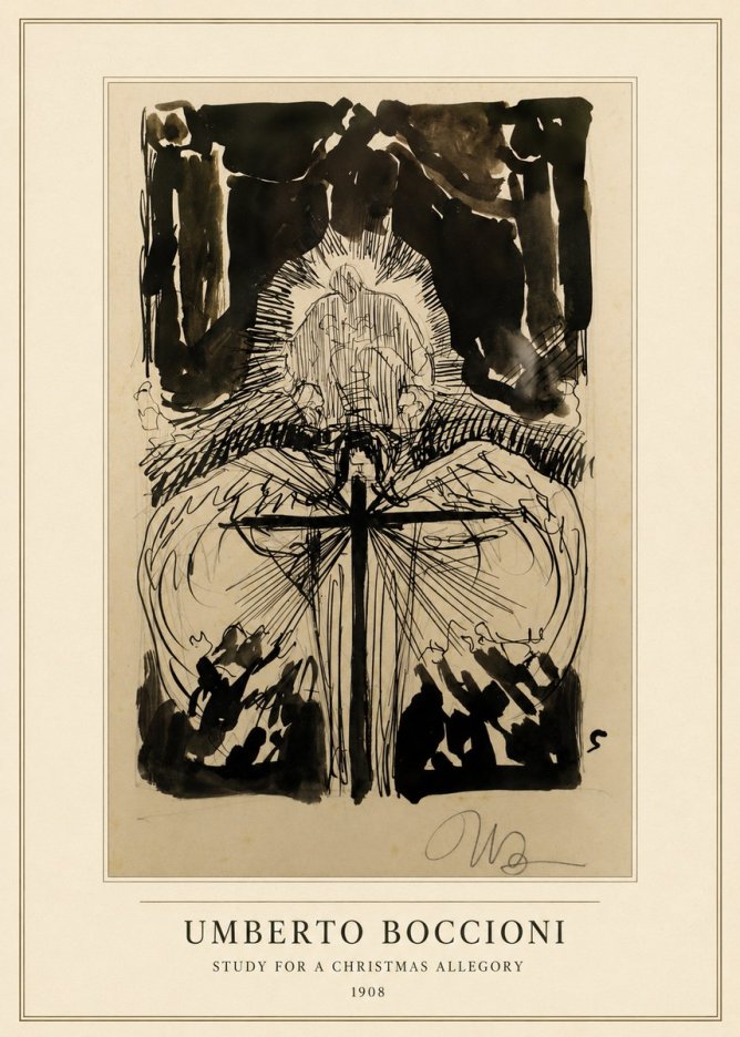 Umberto Boccioni Study for a Christmas Allegory No3 - Poster
