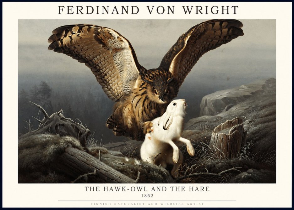 Ferdinand von Wright The Hawk-owl and the Hare No1 - Poster