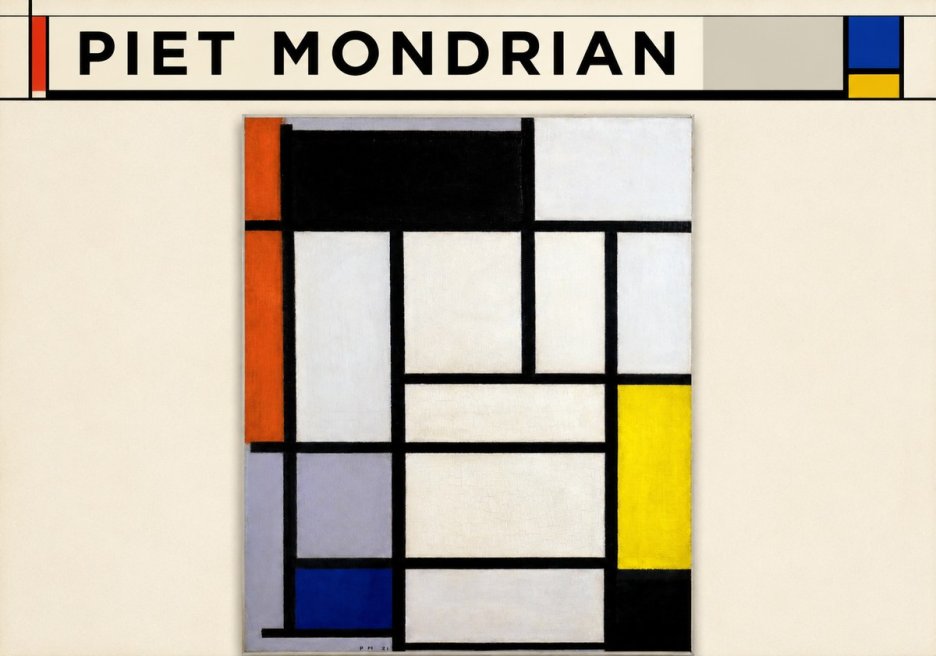 Piet Mondrian Composition with Red, Blue and Yellow No6 - Poster