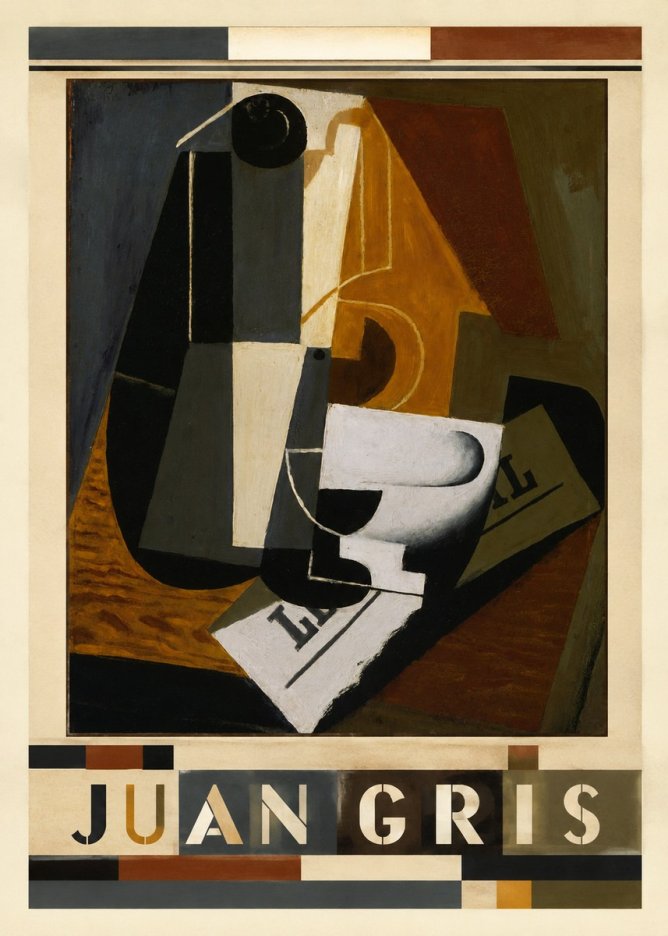 Juan Gris Glass and Bottle No3 - Poster