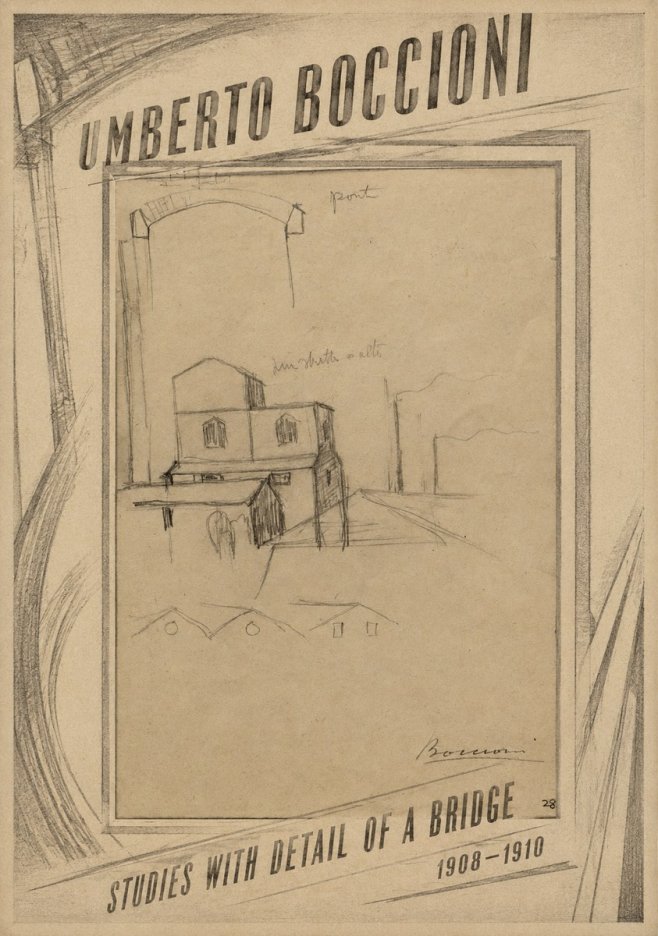 Umberto Boccioni Studies with Detail of a Bridige No6 - Poster