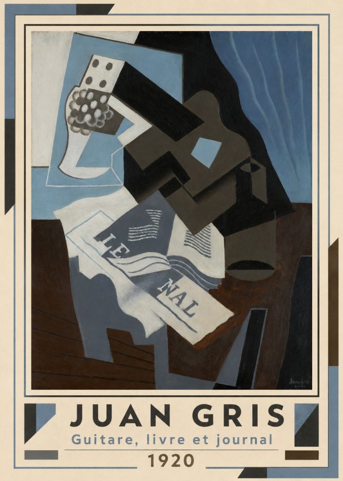 Juan Gris Guitare, Livre Et Journal No6 - Poster