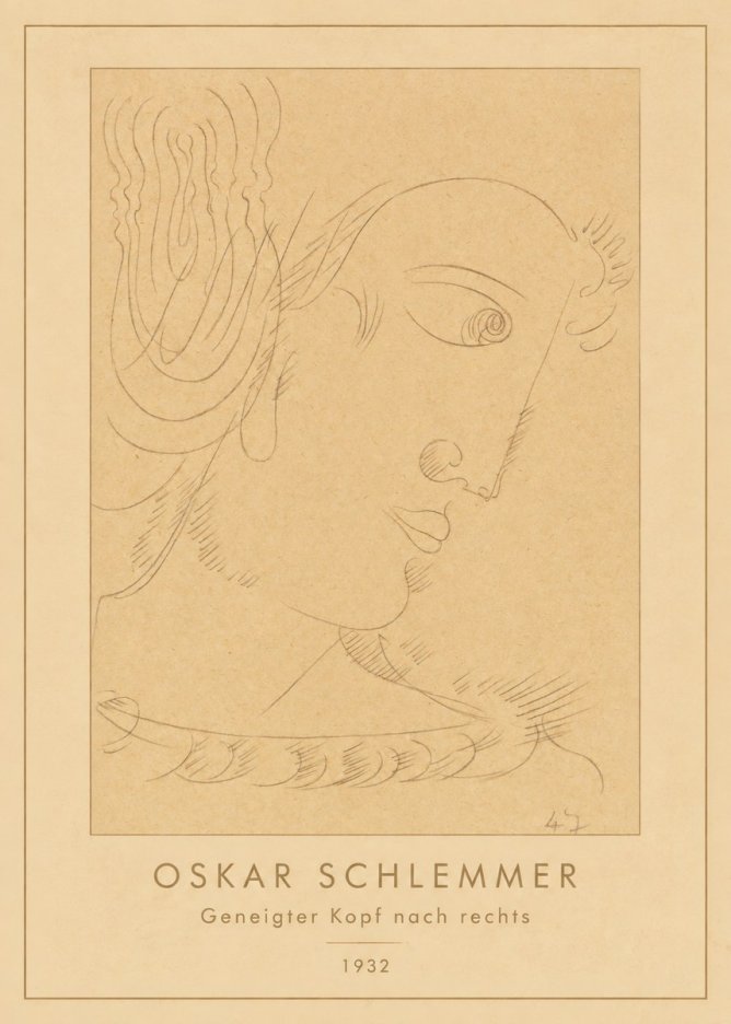 Oskar Schlemmer Geneigter Kopf Nach Rechts No4 - Poster