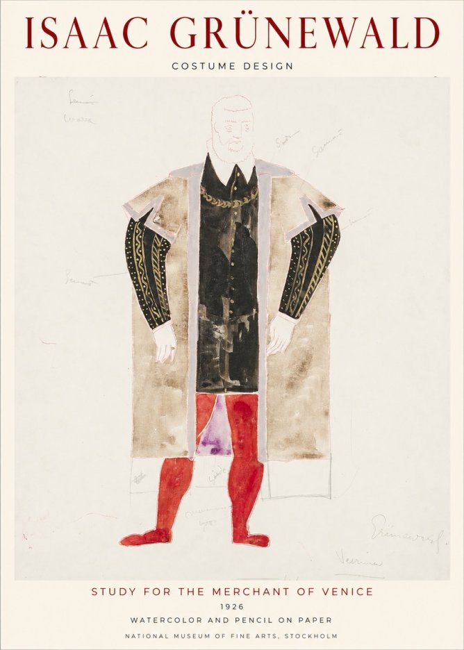 Isaac Grünewald Study for the Merchant of Venice No1 - Poster