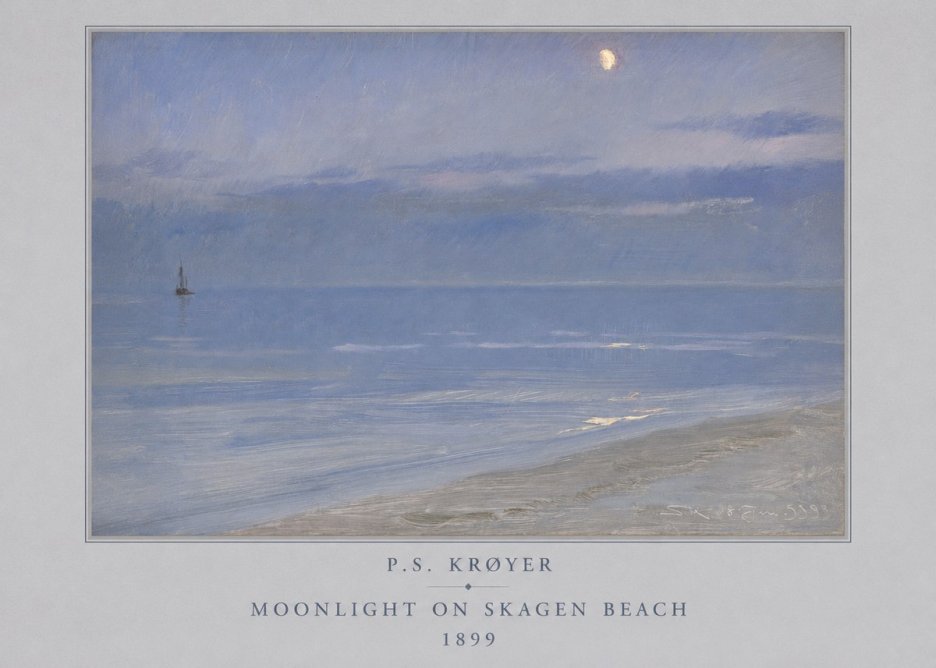 P.S. Krøyer Moonlight on Skagen Beach No4 - Poster