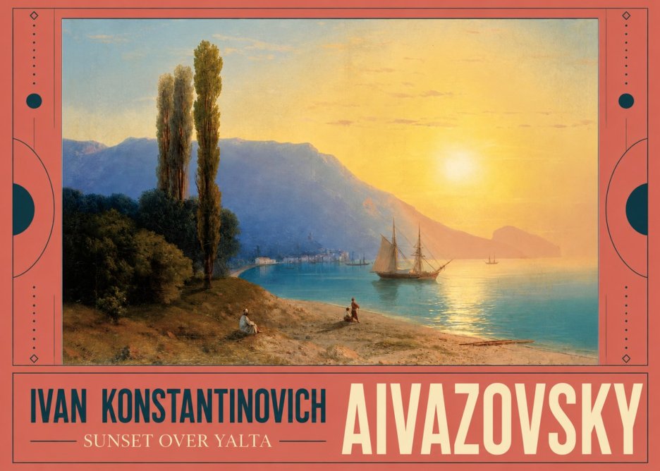 Ivan Konstantinovich Aivazovsky Sunset over Yalta No3 - Poster