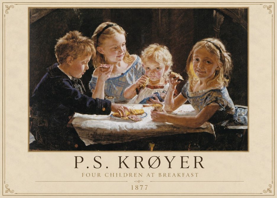 P.S. Krøyer Four Children at Breakfast No2 - Poster