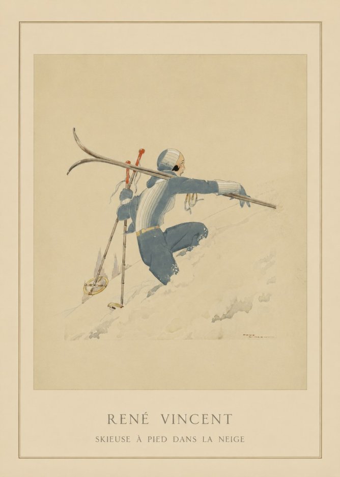 René Vincent Skieuse À Pied Dans La Neige No4 - Poster