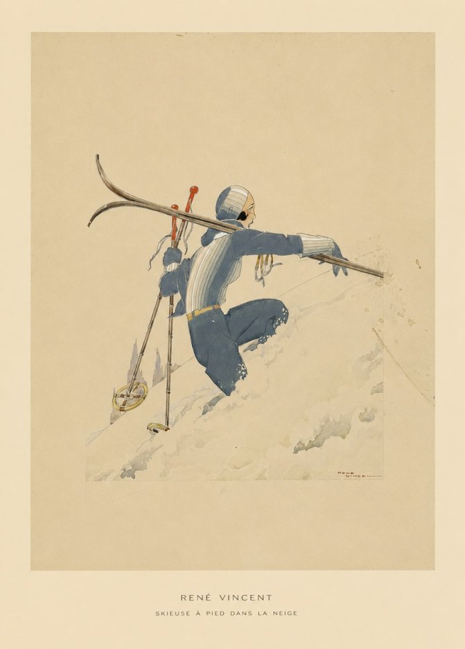 René Vincent Skieuse À Pied Dans La Neige No5 - Poster