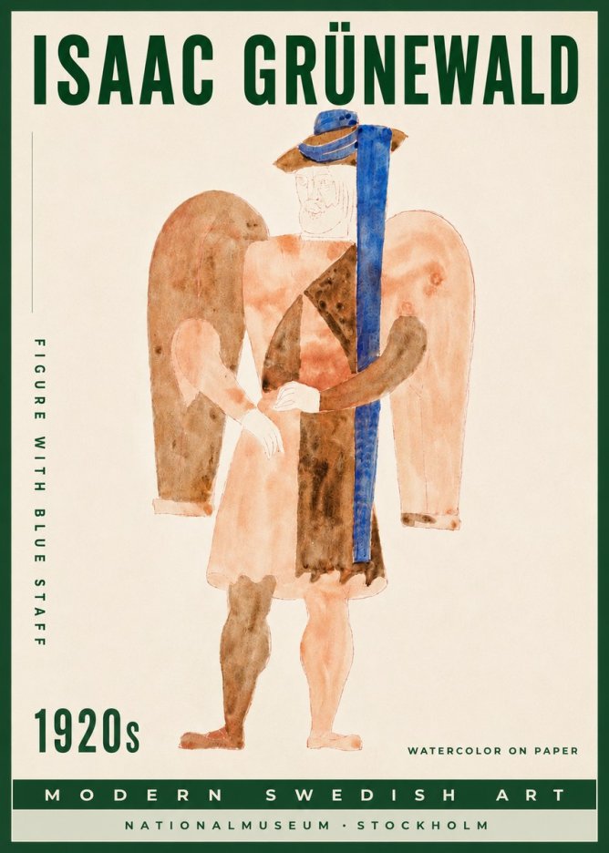 Isaac Grünewald Figure with Blue Staff No3 - Poster