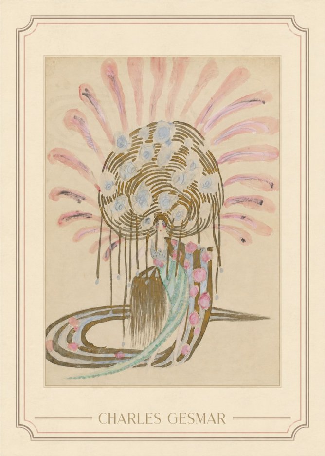 Charles Gesmar Woman with Headdress No1 - Poster