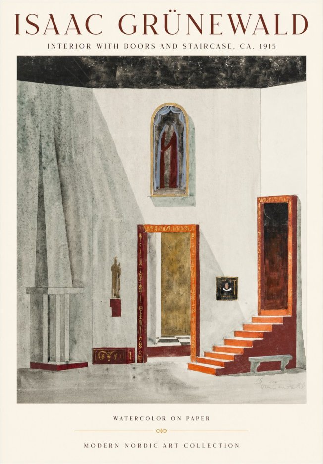 Isaac Grünewald Interior with Doors and Staircase, Ca. 1915 No1 - Poster