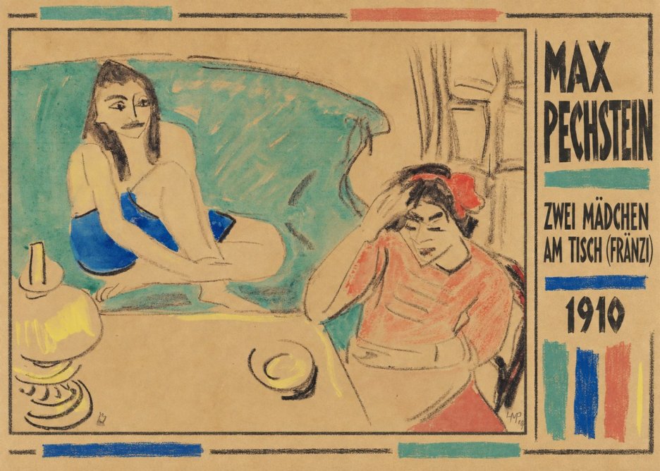 Max Pechstein Zwei Mädchen Am Tisch (Fränzi) No2 - Poster