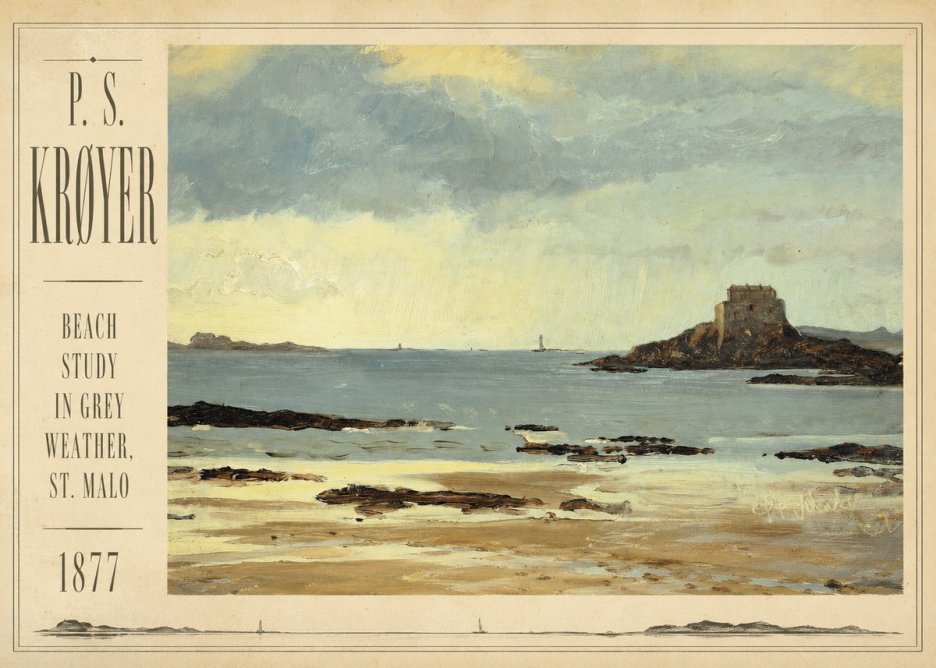 P.S. Krøyer Beach Study in Grey Weather, St. Malo No2 - Poster