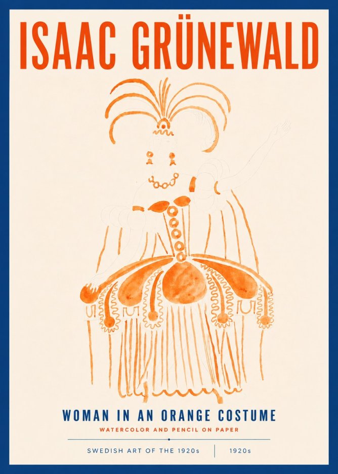 Isaac Grünewald Woman in an Orange Costume No4 - Poster