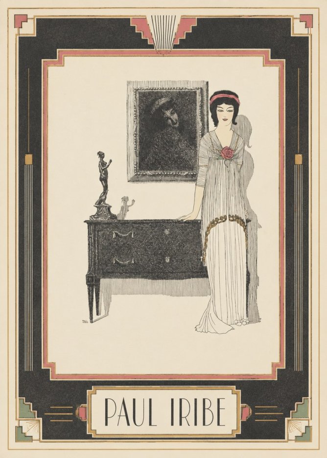 Paul Iribe Elegant Figure in Art Deco Interior No4 - Poster