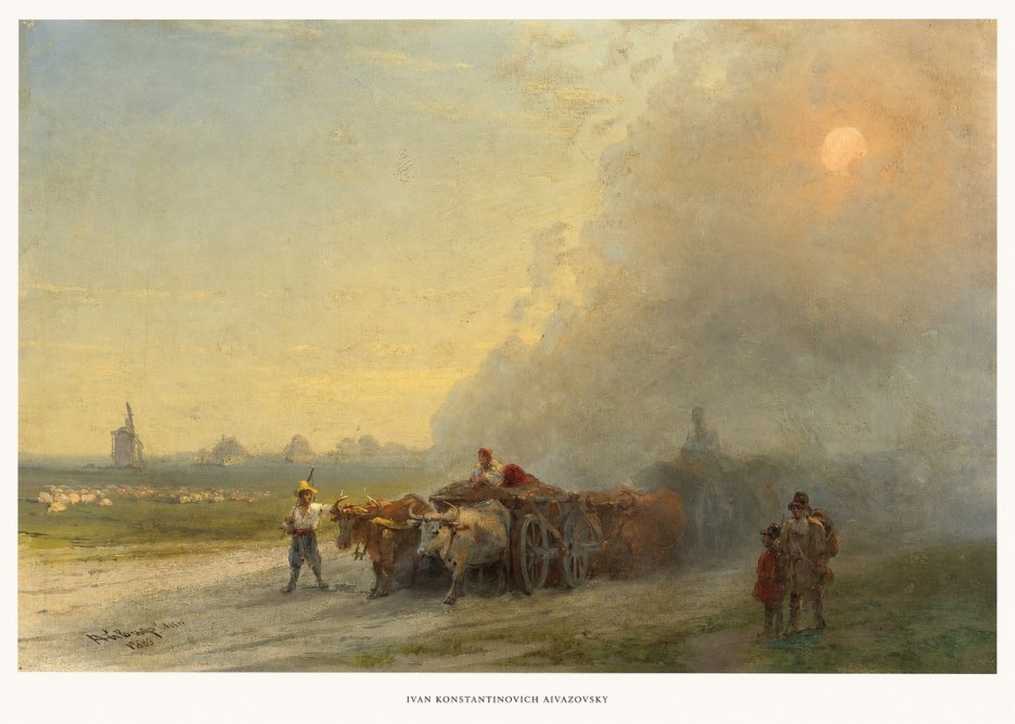 Ivan Konstantinovich Aivazovsky Landscape with Oxen No6 - Poster