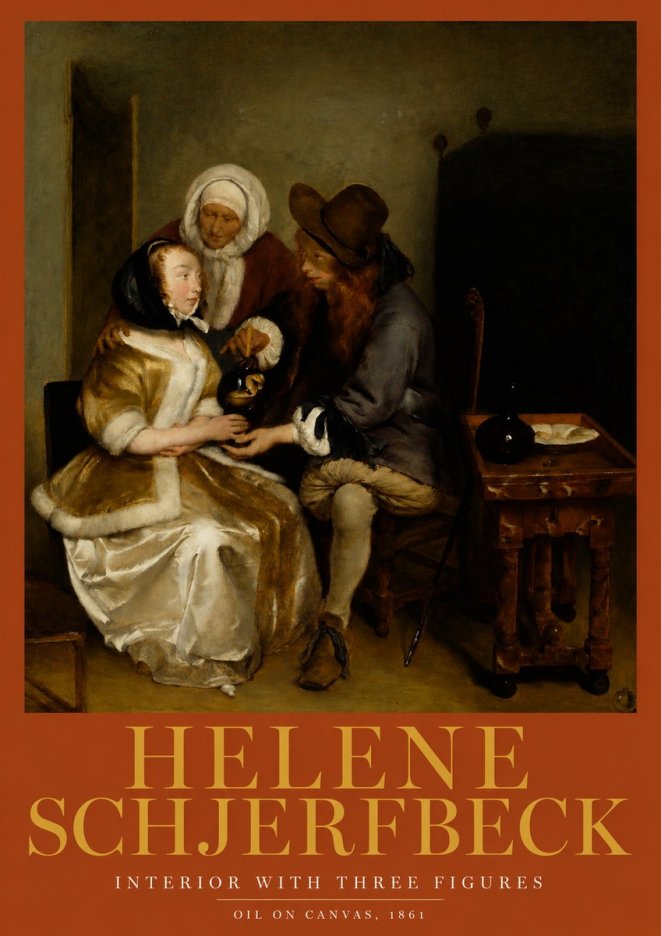 Helene Schjerfbeck Interior with Three Figures No2 - Poster