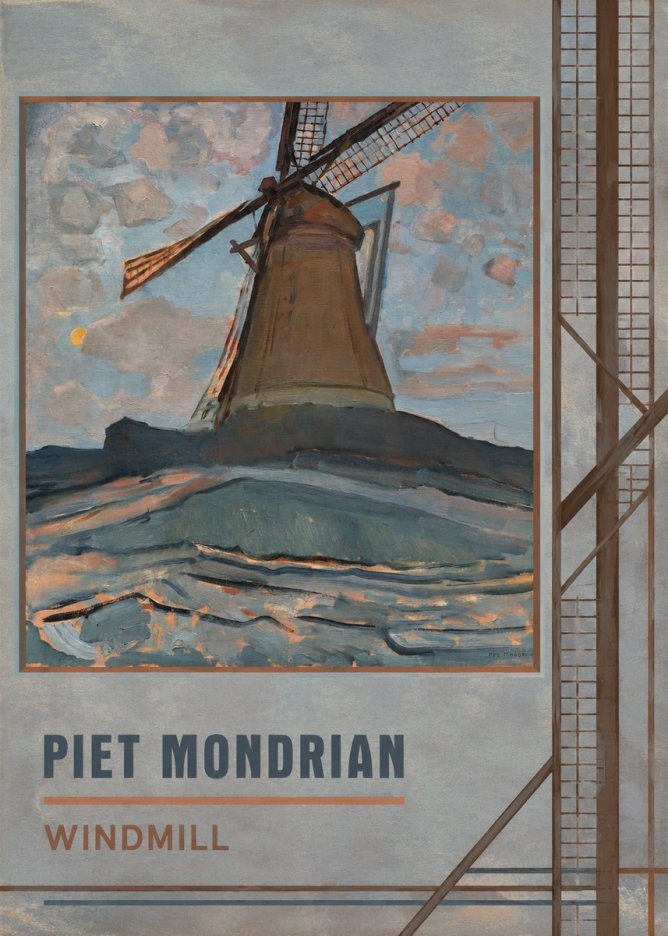 Piet Mondrian Windmill No5 - Poster