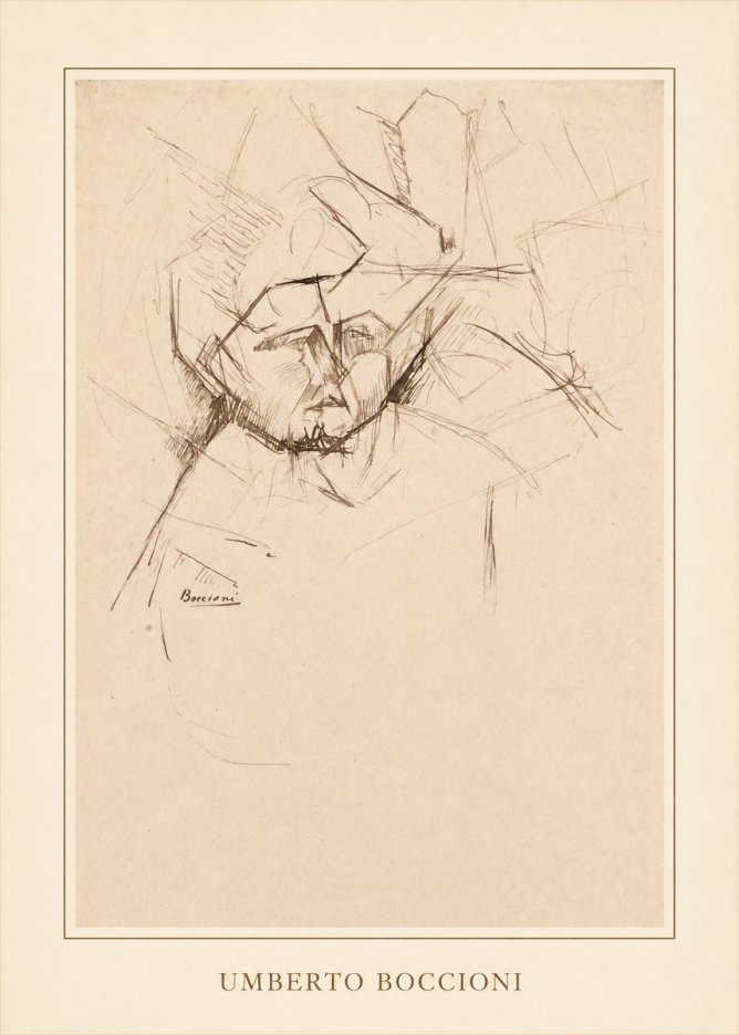 Umberto Boccioni Head Study No4 - Poster