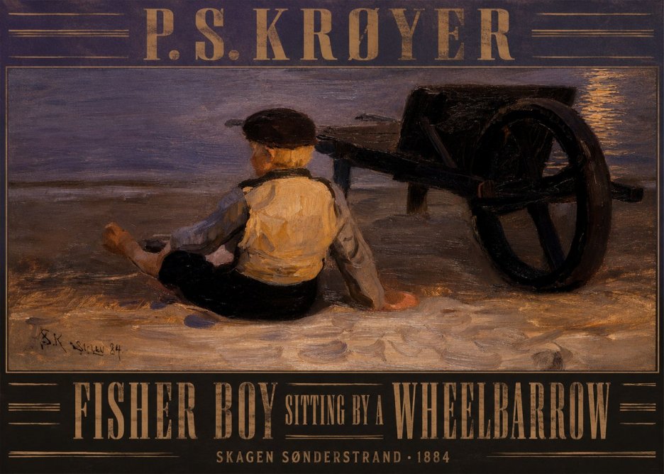 P.S. Krøyer Fisher Boy Sitting by a Wheelbarrow No3 - Poster