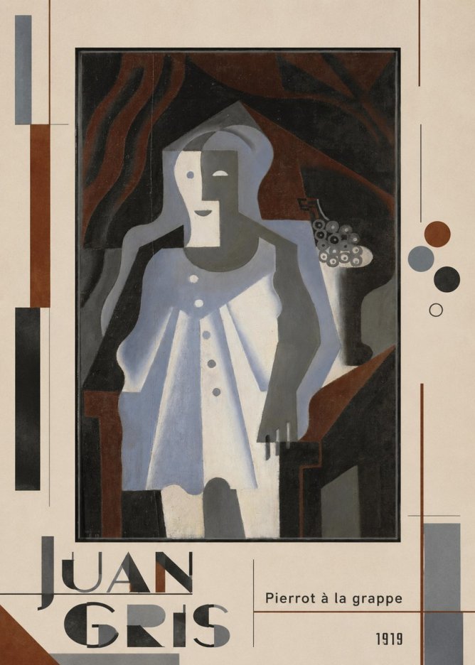 Juan Gris Pierrot À La Grappe No3 - Poster