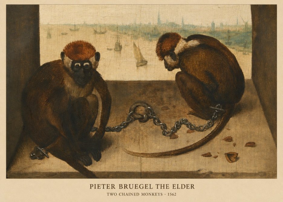 Pieter Bruegel Two Chained Monkeys II No6 - Poster