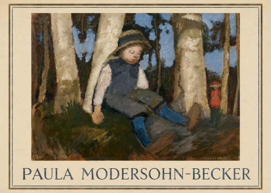 Paula Modersohn-Becker Sleeping Child in a Birch Grove No1 - Poster