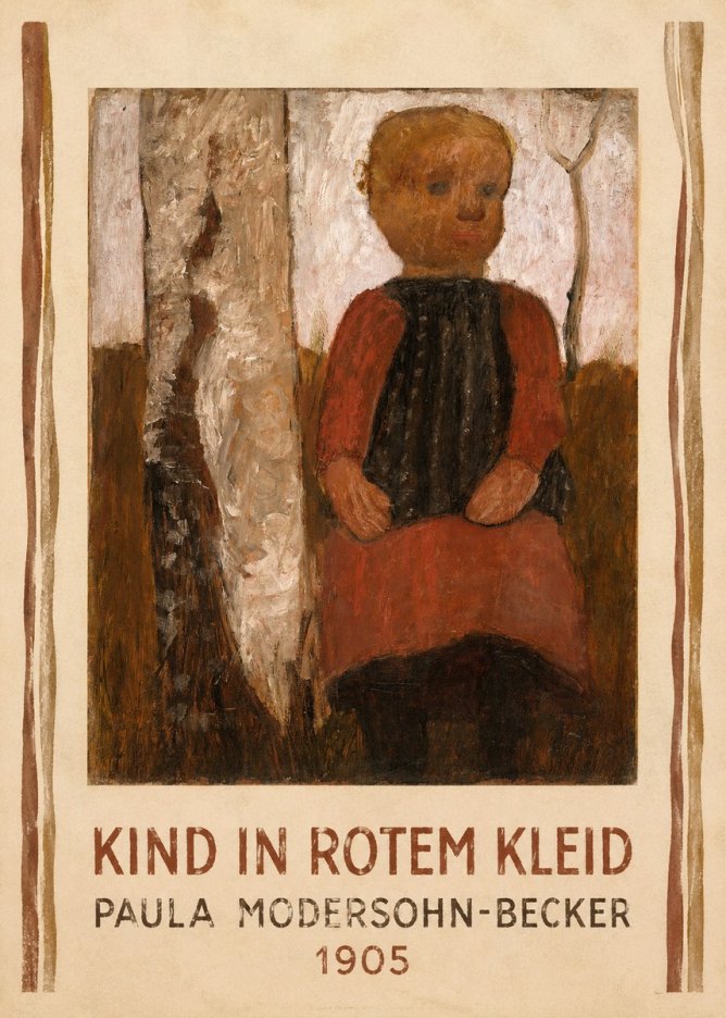 Paula Modersohn-Becker Kind in Rotem Kleid No4 - Poster