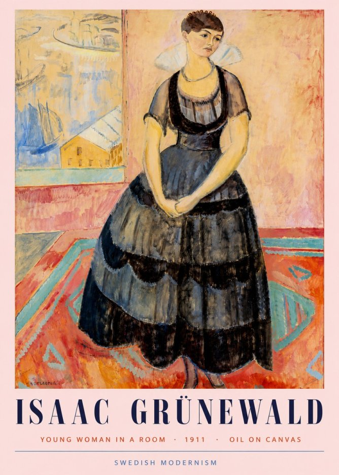Isaac Grünewald Young Woman in a Room No3 - Poster