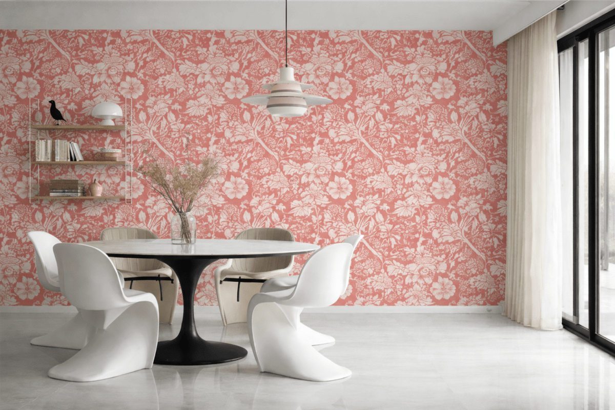 Coral Blossom Tapestry