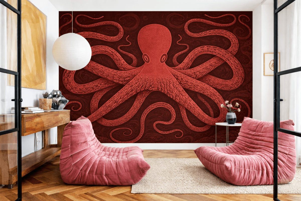 Crimson Octopus Embrace
