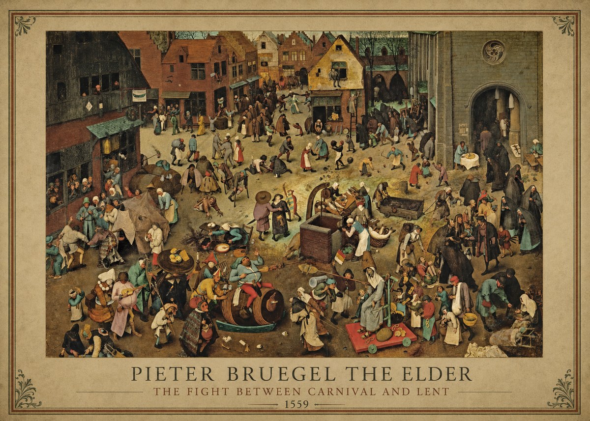 Pieter Bruegel The Fight Between Carnival and Lent I No1 - Poster