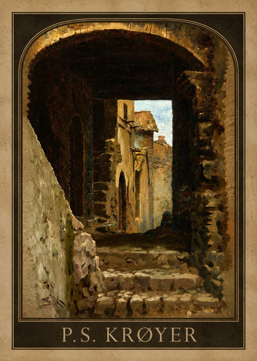 P.S. Krøyer Archway in an Italian Street No1 - Poster