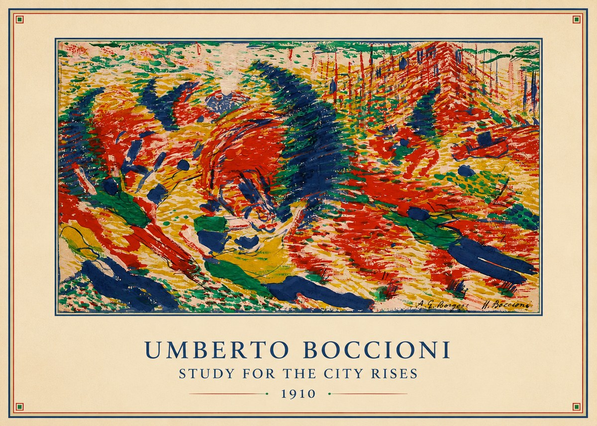 Umberto Boccioni Study for the City Rises No4 - Poster